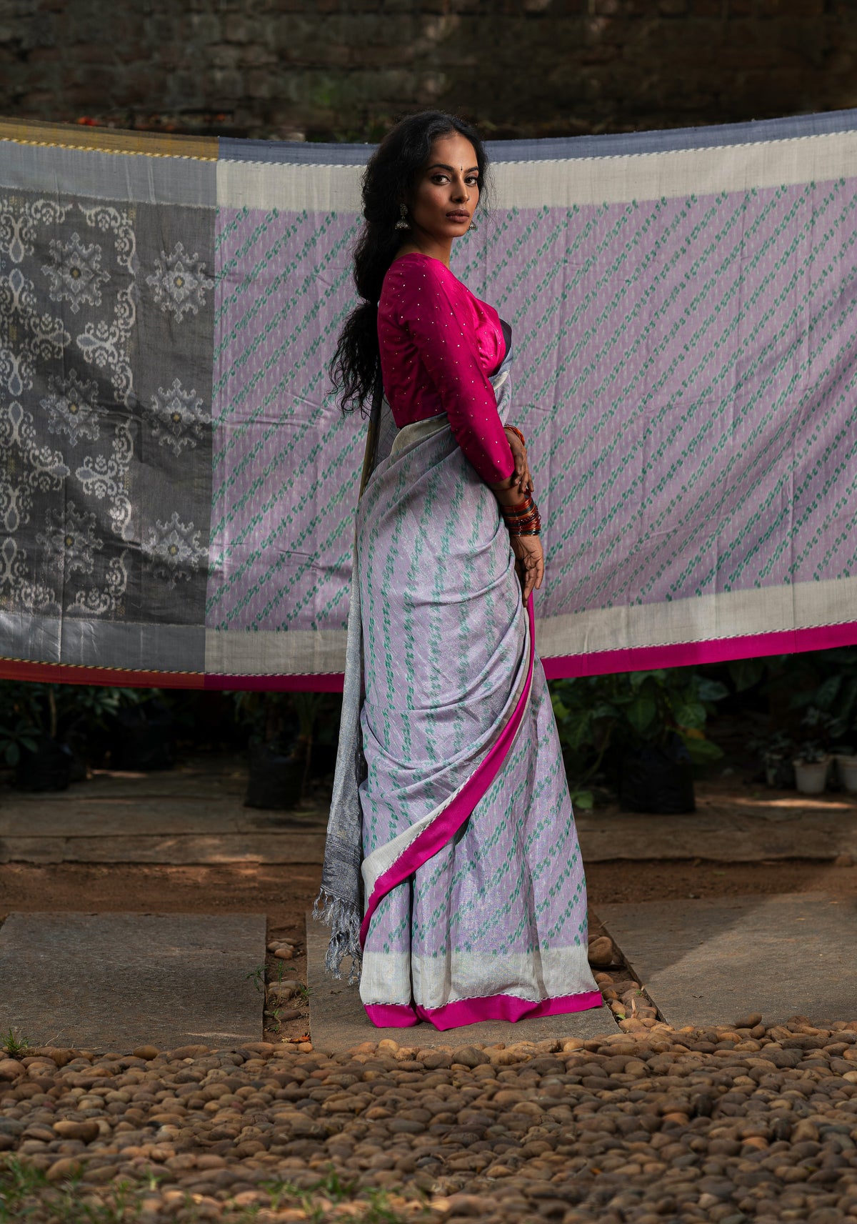 Lilac eri ikat saree