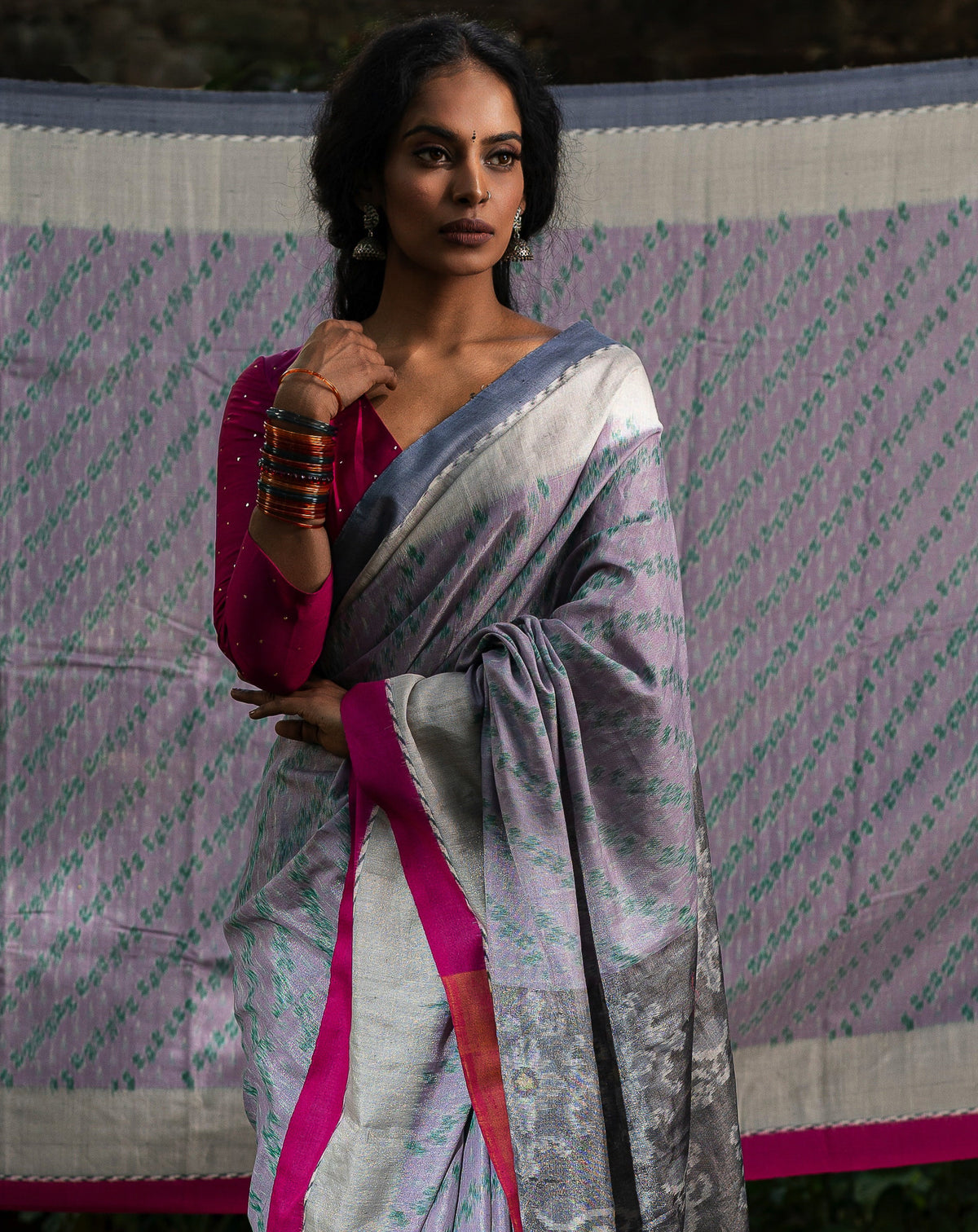 Lilac eri ikat saree