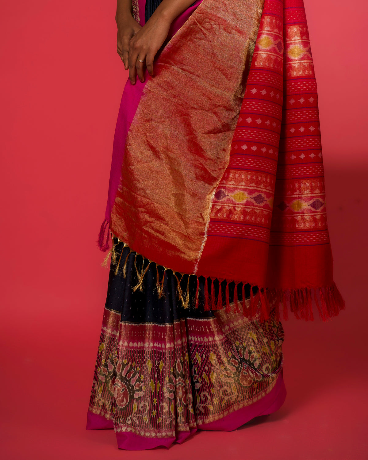 SAANJH MAYURA Ikat Eri Silk Saree