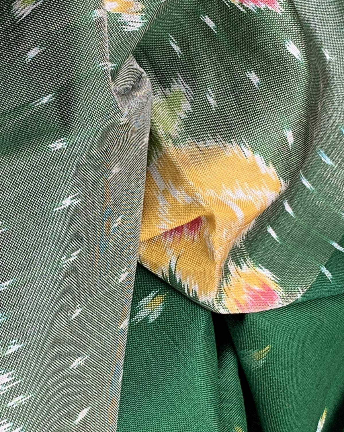 Blooms on Green Eri Silk Blouse Material